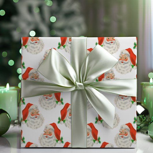  Retro Jolly Santa Claus Kerstmis Cadeaupapier