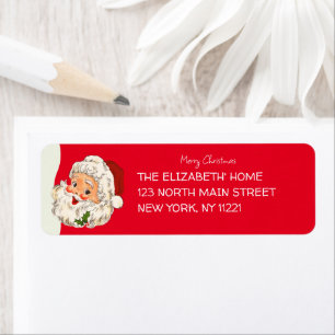 Retro Jolly Santa Claus Kerstmis Etiket