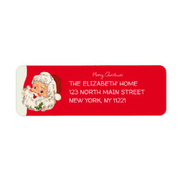 Retro Jolly Santa Claus Kerstmis Etiket