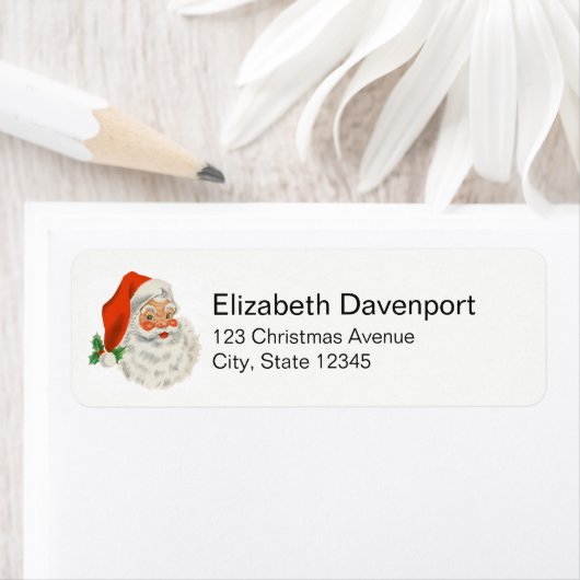 Retro  Jolly Santa Claus Kerstmis Etiket (Insitu)