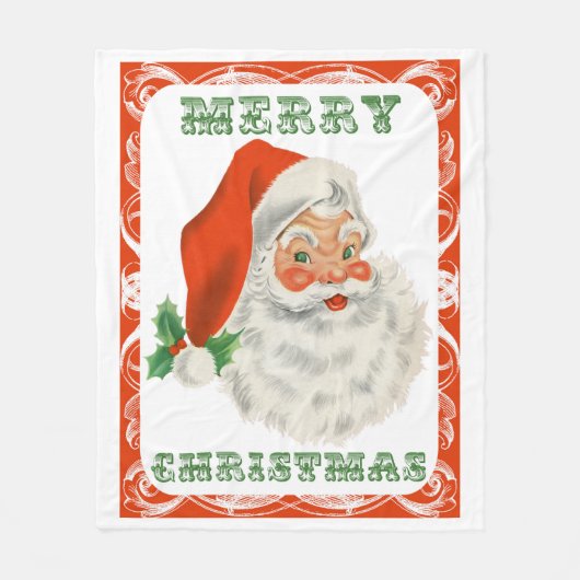 Retro  Jolly Santa Claus Kerstmis Fleece Deken (Voorkant)