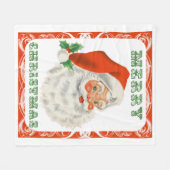 Retro  Jolly Santa Claus Kerstmis Fleece Deken (Voorkant (Horizontaal))