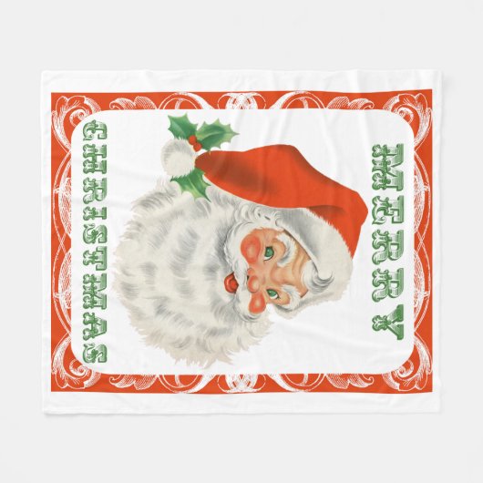 Retro  Jolly Santa Claus Kerstmis Fleece Deken (Voorkant (Horizontaal))