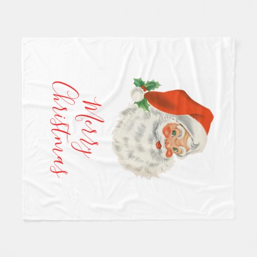 Retro  Jolly Santa Claus Kerstmis Fleece Deken (Voorkant (Horizontaal))