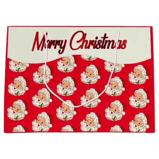 Retro Jolly Santa Claus Kerstmis Groot Cadeauzakje (Voorkant)