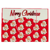 Retro Jolly Santa Claus Kerstmis Groot Cadeauzakje (Achterkant)