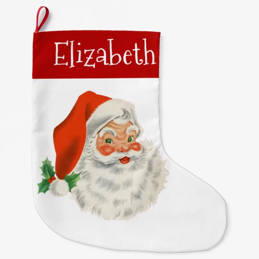 Retro  Jolly Santa Claus Kerstmis Grote Kerstsok (Voorkant)