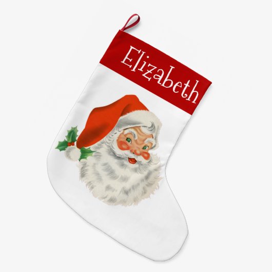 Retro  Jolly Santa Claus Kerstmis Grote Kerstsok (Voorkant (Hangend))