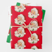 Retro Jolly Santa Claus Kerstmis Inpakpapier Vel (In situ)