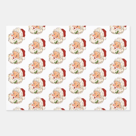 Retro Jolly Santa Claus Kerstmis Inpakpapier Vel (Voorkant 3)