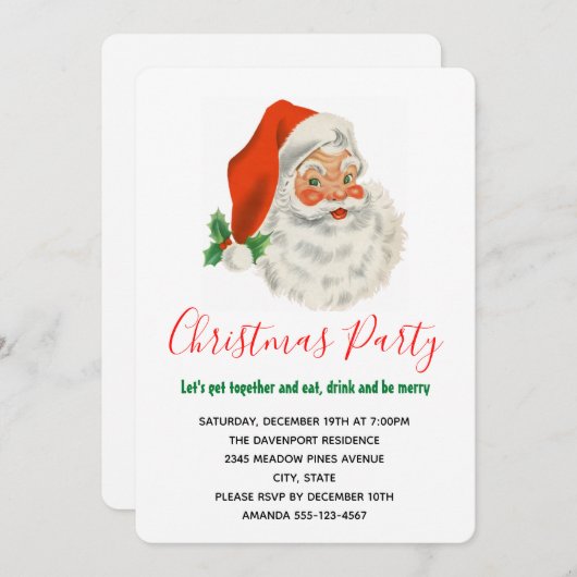 Retro Jolly Santa Claus Kerstmis Kaart (Voorkant / Achterkant)