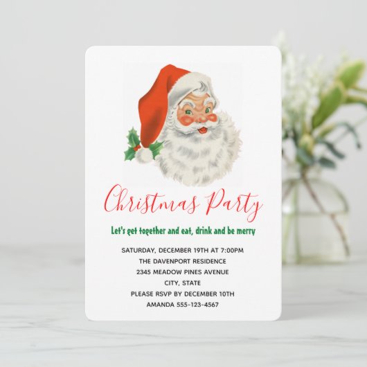 Retro  Jolly Santa Claus Kerstmis Kaart (Staand voorkant)