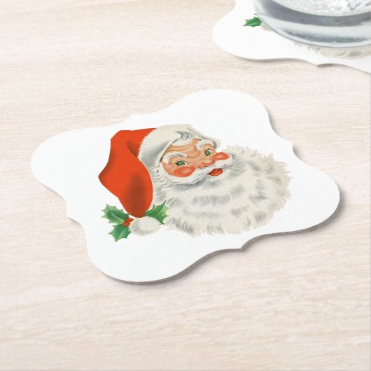 Retro Jolly Santa Claus Kerstmis Kartonnen Onderzetters (Gekanteld)