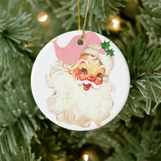 Retro Jolly Santa Claus Kerstmis Keramisch Ornament (Boom)