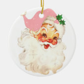Retro Jolly Santa Claus Kerstmis Keramisch Ornament (Voorkant)