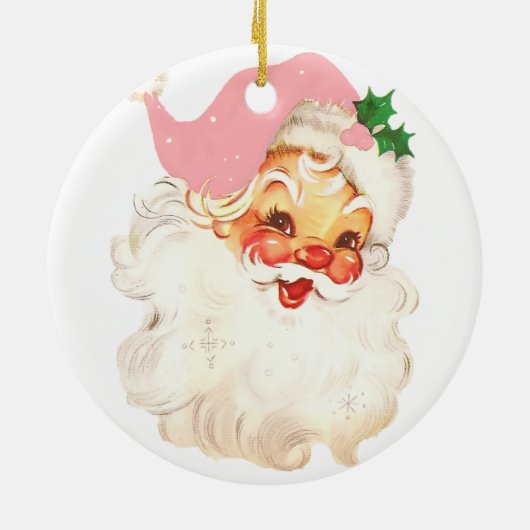 Retro Jolly Santa Claus Kerstmis Keramisch Ornament (Achterkant)