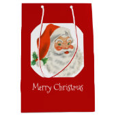 Retro  Jolly Santa Claus Kerstmis Medium Cadeauzakje (Voorkant)