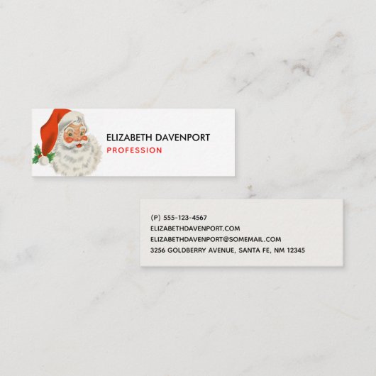 Retro  Jolly Santa Claus Kerstmis Mini Visitekaartje (Voorkant / Achterkant)