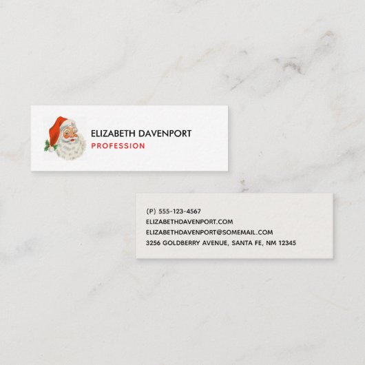 Retro  Jolly Santa Claus Kerstmis Mini Visitekaartje (Voorkant / Achterkant)