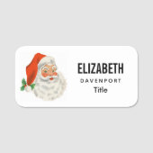 Retro  Jolly Santa Claus Kerstmis Naamplaatje (Voorkant)