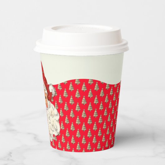 Retro Jolly Santa Claus Kerstmis Papieren Bekers (Links)