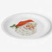 Retro Jolly Santa Claus Kerstmis Papieren Bordje (Gekanteld)