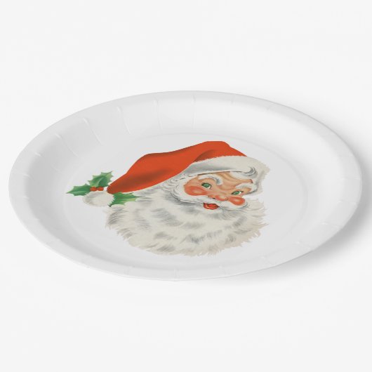 Retro  Jolly Santa Claus Kerstmis Papieren Bordje (Gekanteld)