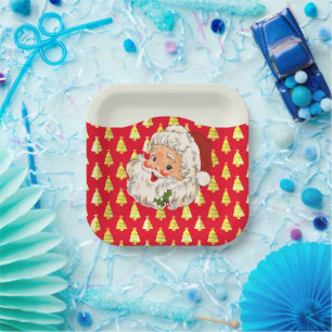  Retro Jolly Santa Claus Kerstmis Papieren Bordje