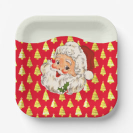 Retro Jolly Santa Claus Kerstmis Papieren Bordje