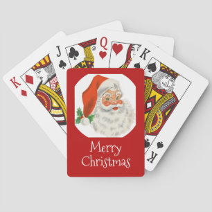 Retro  Jolly Santa Claus Kerstmis Pokerkaarten
