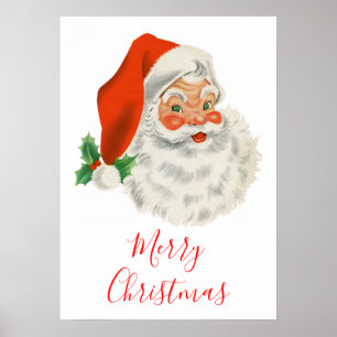 Retro  Jolly Santa Claus Kerstmis Poster