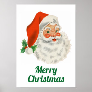 Retro  Jolly Santa Claus Kerstmis Poster