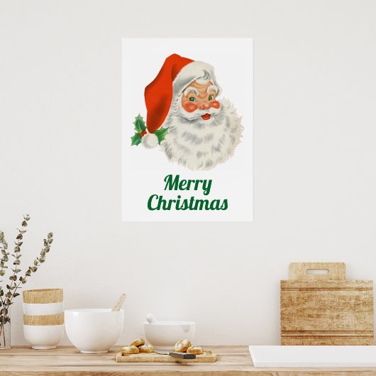 Retro  Jolly Santa Claus Kerstmis Poster (Keuken)