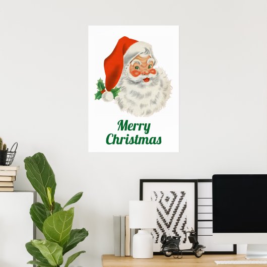 Retro  Jolly Santa Claus Kerstmis Poster (Thuiskantoor)