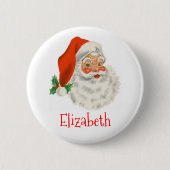 Retro Jolly Santa Claus Kerstmis Ronde Button 5,7 Cm (Voorkant)