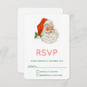 Retro  Jolly Santa Claus Kerstmis RSVP Kaartje (Voorkant / Achterkant)
