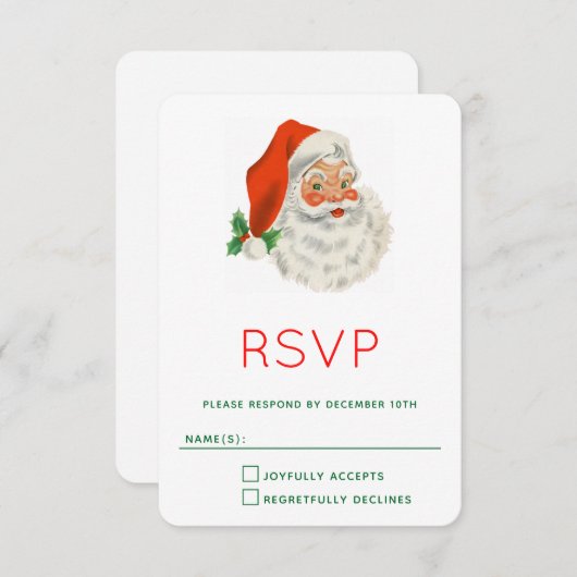 Retro  Jolly Santa Claus Kerstmis RSVP Kaartje (Voorkant / Achterkant)