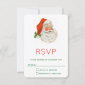 Retro  Jolly Santa Claus Kerstmis RSVP Kaartje (Voorkant)