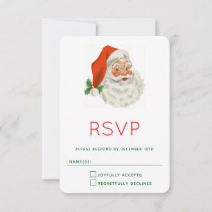 Retro  Jolly Santa Claus Kerstmis RSVP Kaartje