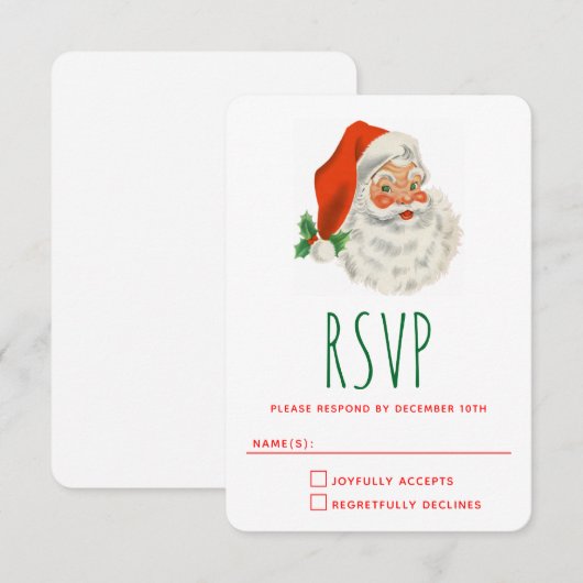 Retro  Jolly Santa Claus Kerstmis RSVP Kaartje (Voorkant / Achterkant)