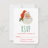 Retro  Jolly Santa Claus Kerstmis RSVP Kaartje (Voorkant)