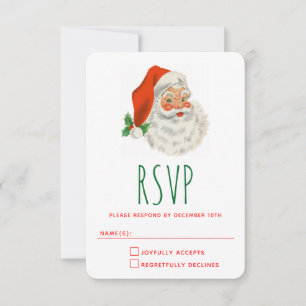 Retro  Jolly Santa Claus Kerstmis RSVP Kaartje