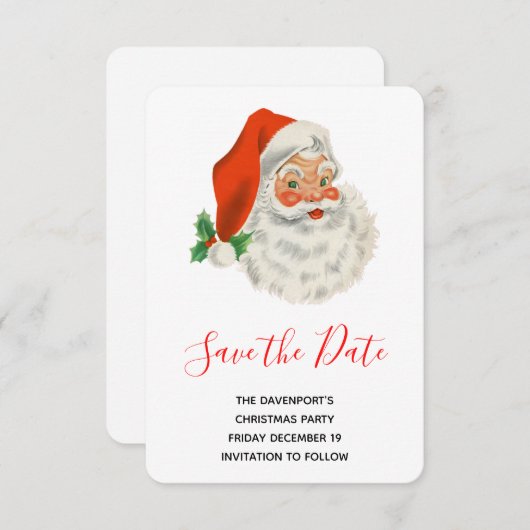 Retro  Jolly Santa Claus Kerstmis Save The Date (Voorkant / Achterkant)