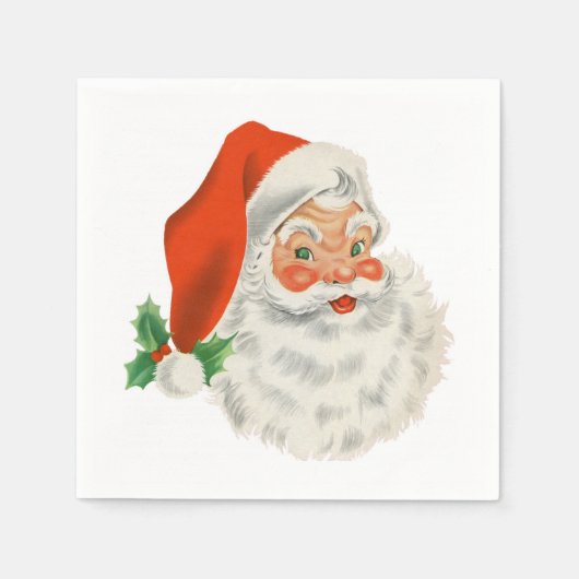Retro  Jolly Santa Claus Kerstmis Servet (Voorkant)