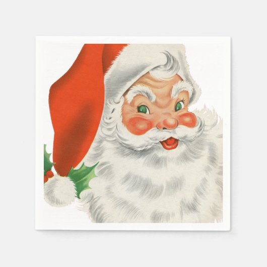 Retro  Jolly Santa Claus Kerstmis Servet (Voorkant)