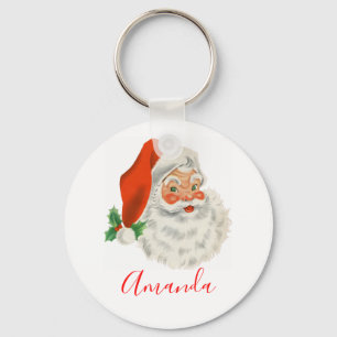 Retro  Jolly Santa Claus Kerstmis Sleutelhanger