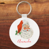 Retro  Jolly Santa Claus Kerstmis Sleutelhanger (Voorkant)