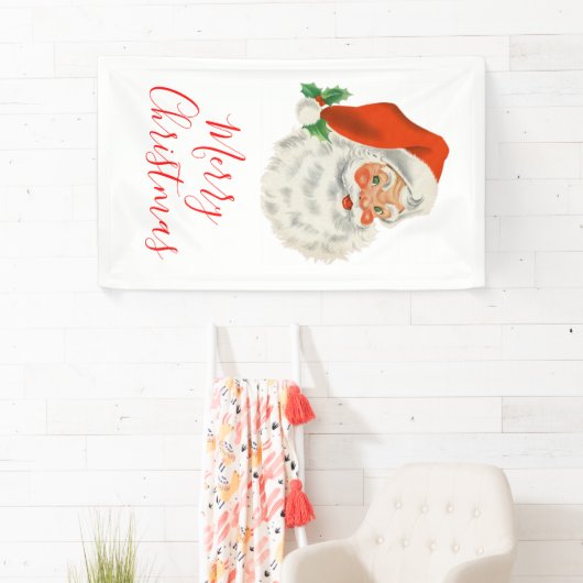 Retro  Jolly Santa Claus Kerstmis Spandoek (Insitu)