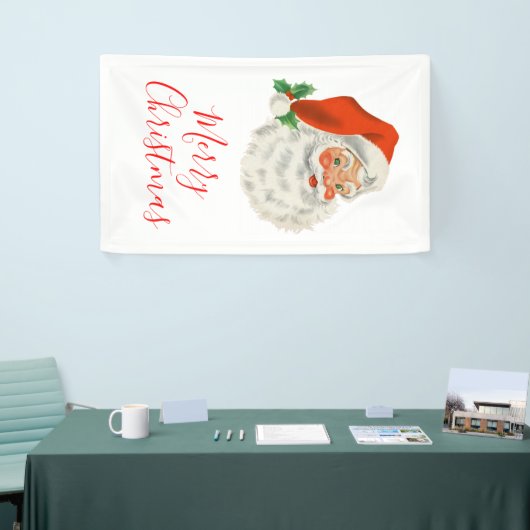 Retro  Jolly Santa Claus Kerstmis Spandoek (Beurs)