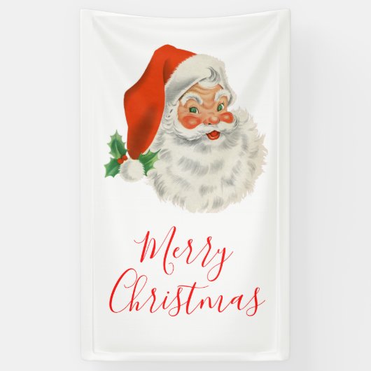 Retro  Jolly Santa Claus Kerstmis Spandoek (Verticaal)